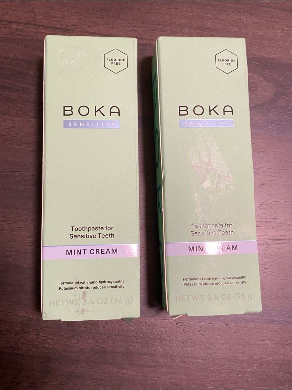 2 Boka Nano Hydroxyapatite Floride Free Toothpaste, Sensitive, 3.4 OZ